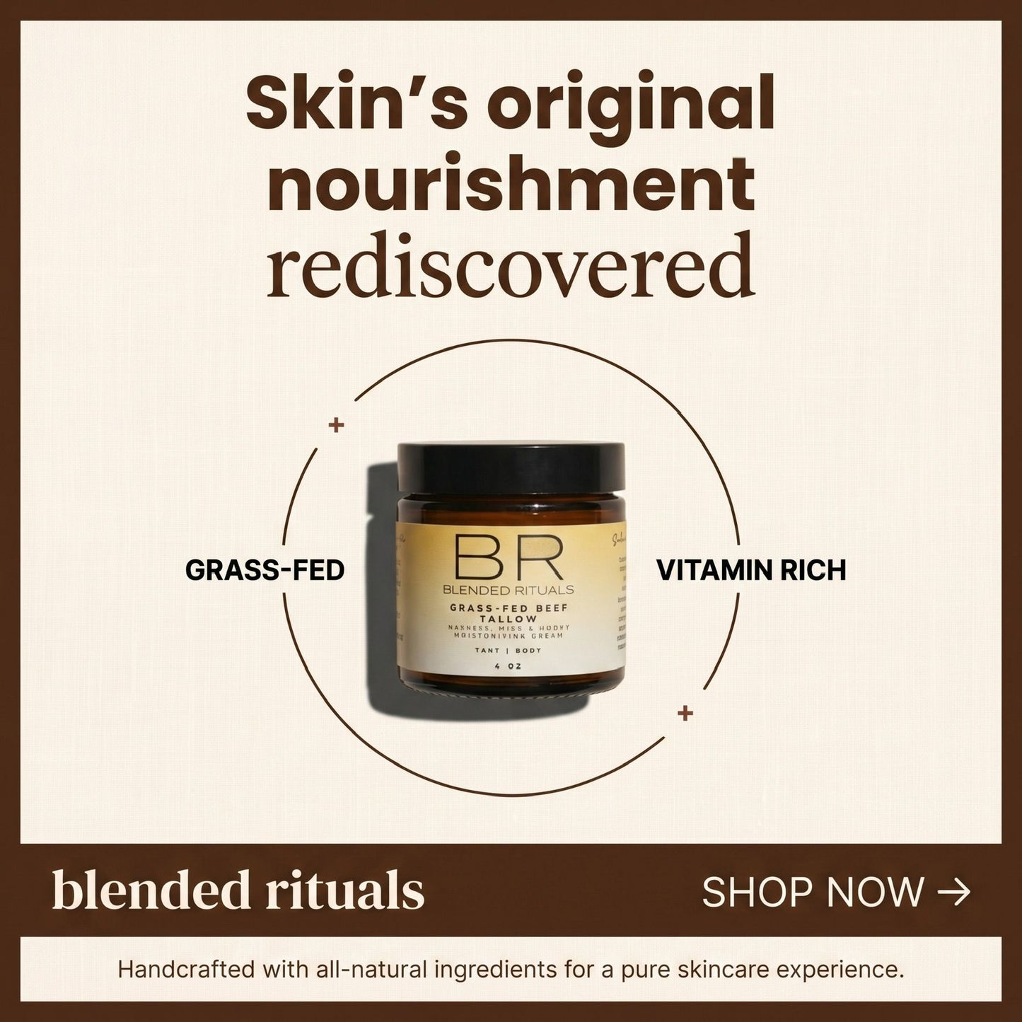Grass-Fed Beef Tallow Moisturizer - Oatmeal, Milk & Honey