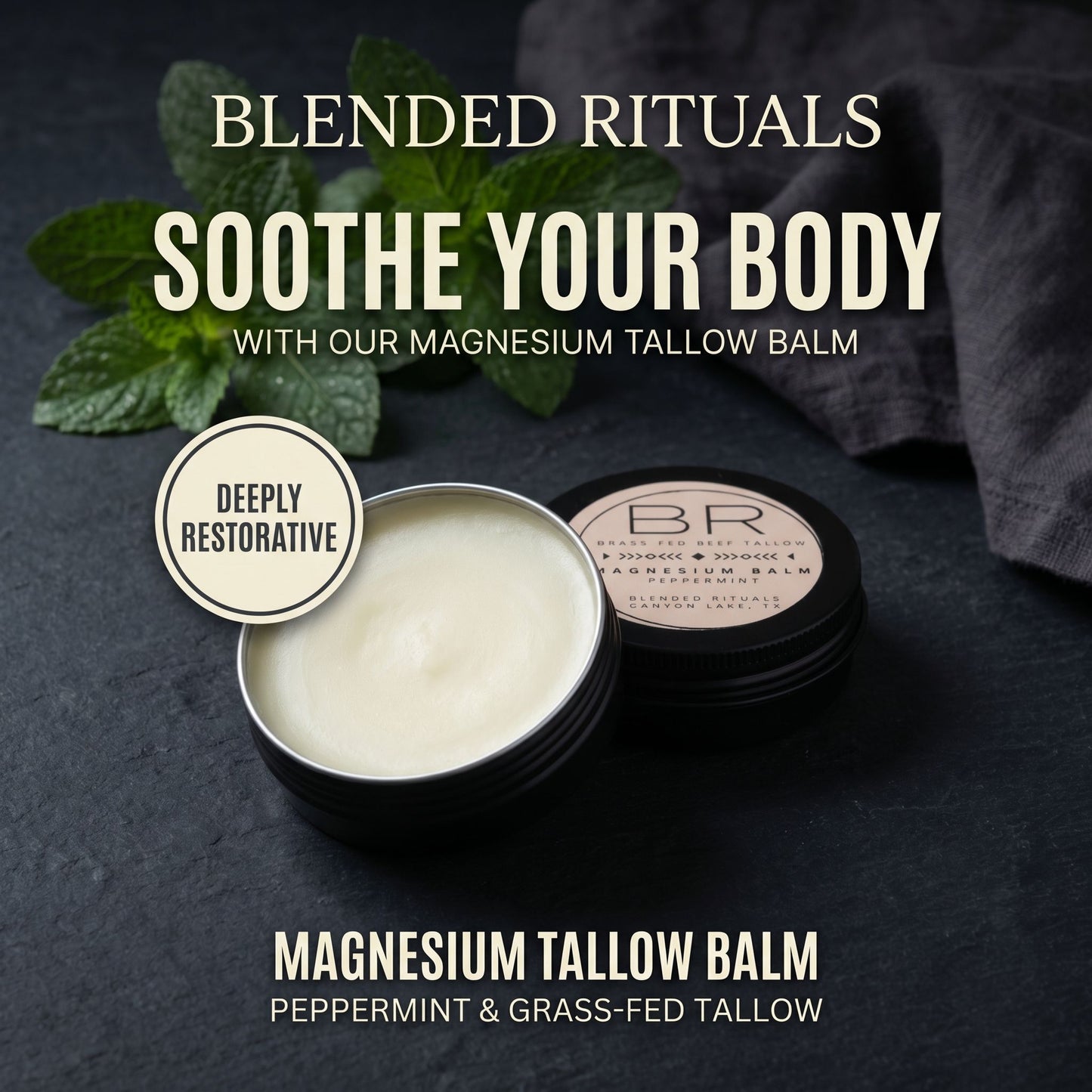 Grass-Fed Beef Tallow - Magnesium Balm - Peppermint